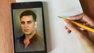 how to draw akshay kumar |  how to draw outline from mobile phone | using grid method 🔥