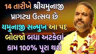 14 તારીખે શ્રીયમુનાજી પ્રાગટ્ય ઉત્સવ છે યમુનાજી સન્મુખ આ પદ બોલજો બધા અટકેલાં કામ 100% પૂરા થશે