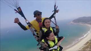 野馬飛行史上第一3人水上拖曳飛行傘-mustangparagliding-3people