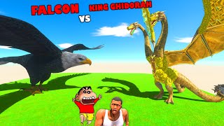 GIANT FALCON vs KING GHIDORAH in Animal Revolt Battle Simulator | CHOP FRANKLIN SHINCHAN