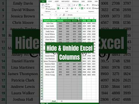 Hide & Unhide Excel Columns | Keyboard Shortcuts