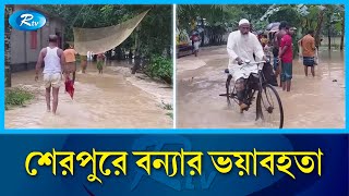 শেরপুরের ভোগাই ও চেল্লাখালি নদীর পানি বিপদসীমার উপর দিয়ে প্রবাহিত | Sherpur | Flood | Rtv News