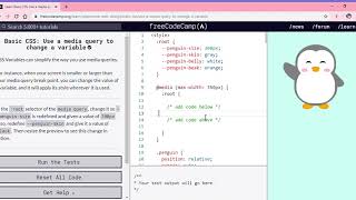 Learn Basic CSS Use a media query to change a variable freeCodeCamp org Google Chrome 2019 12 1