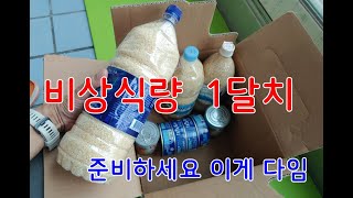 비상식량 1달치 준비하세요, 이게 다임... 품목과 크기