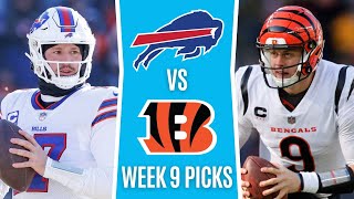 Sunday Night Football (NFL Picks Week 9) BILLS vs BENGALS | SNF Free Picks & Odds