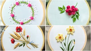 Beautiful Hand Embroidery Flower Designs Compilation | 4 Different Flower Patterns 🌺🪡