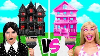 Wednesday vs Barbie One Colored House Challenge by BaRaFun Gold Challenge