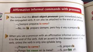 SPA1 p. 216 part 1 affirmative informal commands with pronouns