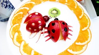 Art In Apple Ladybug | Fruit Carving Garnish | Apple Art | Party Food Decoration