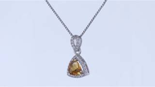 Peora Trillion-Cut Citrine Halo Pendant in 14k White Gold (1.50 carat)P9962