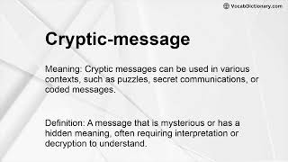 Cryptic-message Meaning