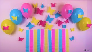 Easy Birthday Party Decorations | Balloon Decoration Ideas | Butterfly Backdrop
