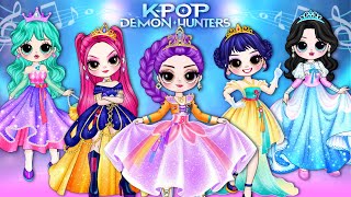 Kpop Demon Hunters: Huntrix & Saja Boys Glow Up Into Princesses | DIY Fashion Paper Dolls