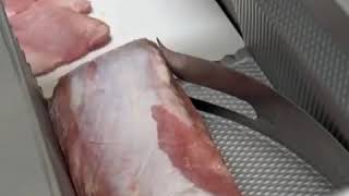 FOODLOGISTIK   boneless pork loin slicing, 6 mm slices on SlicR