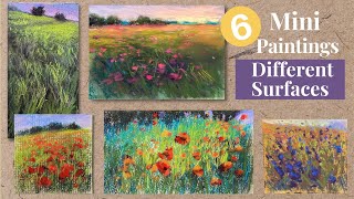 EASY Beginner Pastel Lesson - 6 Mini Paintings on Different Surfaces!