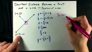 Shortest Distance between a Point and Line - Equations of Lines