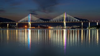 4K 타임랩스 창원 _ 마창대교 일몰 야경 데이투나잇. Machang Bridge Timelapse. Changwon. Korea