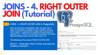JOINS - 4. RIGHT OUTER JOIN in PostgreSQL | Tutorial #ezettutorial #postgresql