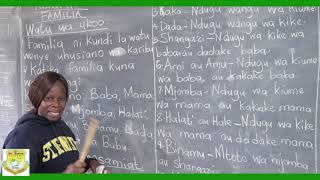 Grade 2 Kiswahili lesson: Msamiati wa familia