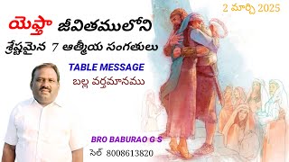 యెఫ్తా జీవితములోని శ్రేష్టమైన 7 ఆత్మీయ సంగతులు TABLE MESSAGE బల్ల వర్తమానము BRO BABURAO G S HEBRON