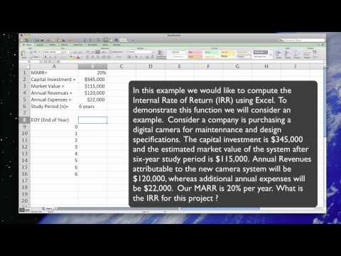 Using the IRR (Interal Rate of Return ) in Excel Using the IRR (Interal Rate of Return ) in Excel
