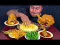 eating spicy fish curry whole chicken mutton nalli brinjal fry big fish head with rice asmr show