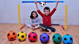 Learn Colors Playing with Soccer Ball and Sports Toy for Children