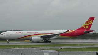 LOCKDOWN A330 HAINAN AIRLINES TAKE OFF MANCHESTER WET RUNWAY