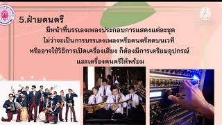 บทบาทหน้าที่ในงานนาฏศิลป์และละคร ป.6