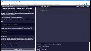 Basic JavaScript (1/111) | Comment Your JavaScript Code | freeCodeCamp