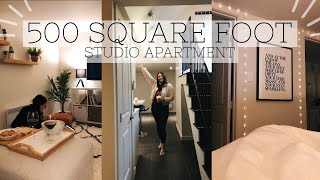 STUDIO APARTMENT TOUR | 500 sqft. bachelor suite apartment tour with decor