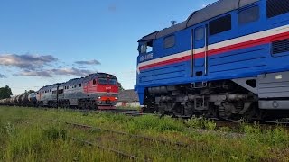 [BTS] 2TE116-952, [RZD] 2TE116U-0209 with a freight train / 2ТЭ116-952, 2ТЭ116У-0290