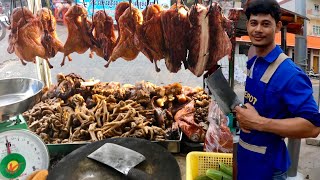 BEST For Meat Lover! Roasted Duck, Pork Head Skin & braised Pork - Cambodian Street Food