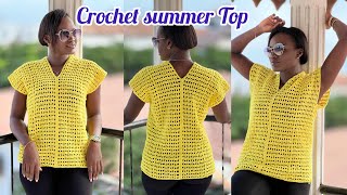 How to crochet a summer top/Detailed crochet summer top/All sizes summer top#crochettutorial