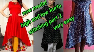 Beautiful umbrella cut high and low kurta stitching//part-2//very easy method for beginners//