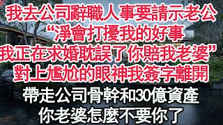 我去公司辭職人事要請示老公，“淨會打擾我的好事，我正在求婚耽誤了你賠我老婆”，對上尷尬的眼神我簽字離開，帶走公司骨幹和30億資產，你老婆怎麼不要你了【顧亞男】【高光女主】【爽文】【情感】