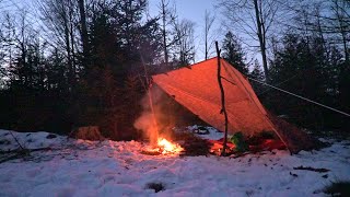 Übernachtung im Wald bei -5 Grad mit minimaler Ausrüstung