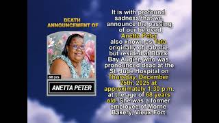 Anetta Peter ~ Short Obituary