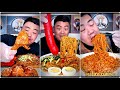 In today's menu we have spicynoodles,chickendrumsticks,eggs,sausages,veggies #mukbang #food #asmr