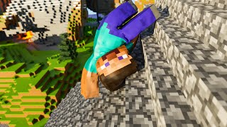 Bouncy Soft Body Steve Goes Down !! Jelly Steve Falls Down | Minecraft RTX