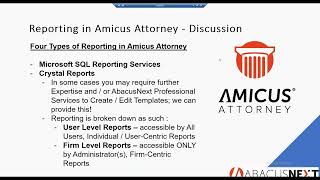 Amicus Attorney Reporting 101