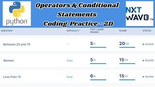 Operators & Conditional Statements | Coding Practice - 2D Answers | Python | NxtWave | CCBP 4.0