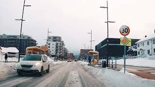 Oslo Norway 2024 Beautiful Travel Snowy Driving through Oslo sentrum to lørenskog Losby Gods