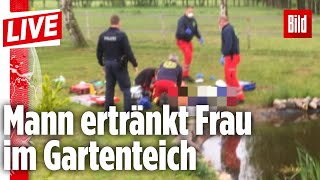 🔴  Mann ertränkt seine Frau im Gartenteich und rast mit Auto gegen Hauswand | BILD LIVE