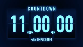 11 Hours Countdown Timer 🔵 Flip Clock with Simple Beeps