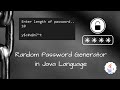 Random Password Generator in java language || Java language