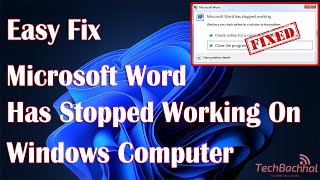 Microsoft Word Has Stopped Working On Windows Computer - HowTo Fix