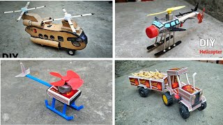 4 Awesome DIY TOYs | Amazing Ideas from DC MOTOR | Helicopters | Matchbox Tractor