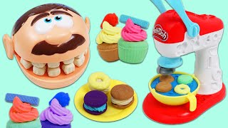 Feeding Mr. Play Doh Head Play Dough Cupcakes, Cookies, Desserts & Brushing Teeth!