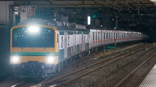 【初10両牽引】E493系ｵｸ02編成+209系1000番台ﾄﾀ82編成 NN入場配給 配9520M